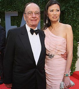 Rupert Murdoch and wife Wendi Deng at the Vanity Fair Oscar Party